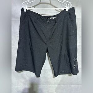 Affliction Plaid Black Stretch Shorts Men’s 38 Patch 90s Y2K Streetwear Rock EUC